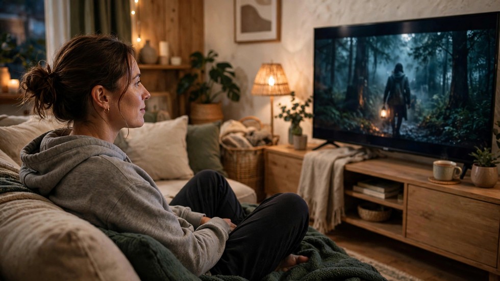 Streaminghösten 2026 – Person som tittar på serie via streaming på tv hemma
