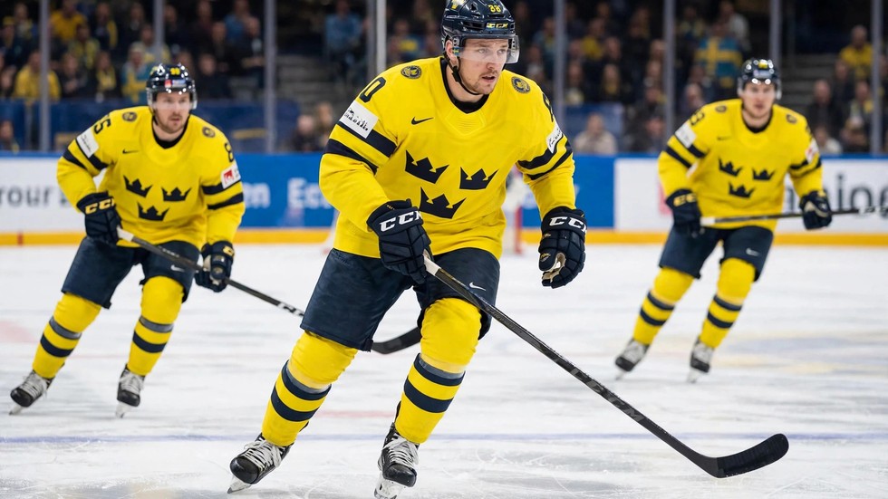 Tre Kronor 2026 – Ishockeyspelare i Tre Kronors dräkt under match