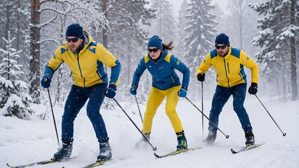 Skidlandslaget 2026 – Svenska skidåkare i landslagsdräkt under tävling i snö