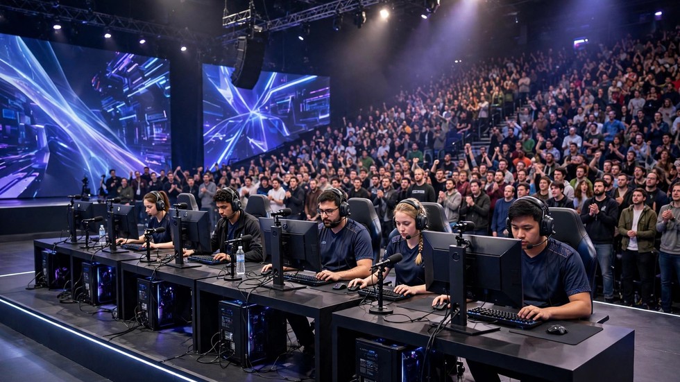 Svensk e-sport 2026 – E-sportarena med spelare på scen och stor publik